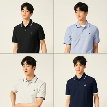 빈폴 25SS[BC5442C18] 허니쿨 티핑 칼라넥 티셔츠 - 4Color(블랙,라이트그레이,스카이블루,네이비)