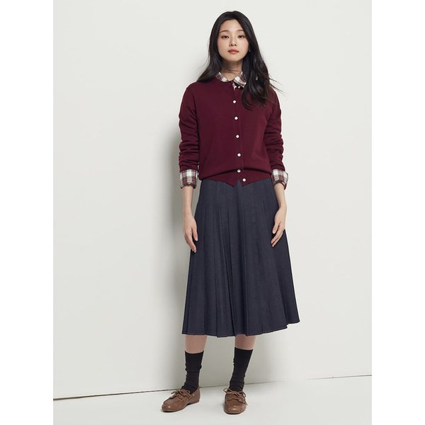 데님라이크 플리츠 스커트  네이비 (BF5X27C55R)