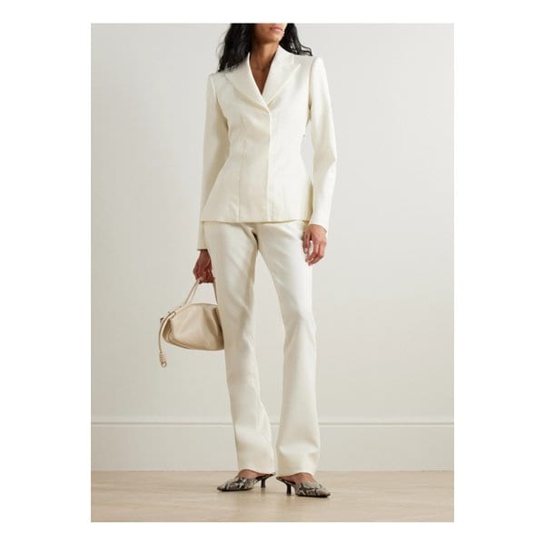 새틴 트리밍 울 혼방 트윌 블레이저 화이트 1647597355803767