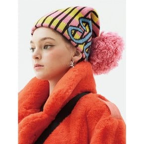 By Tilda Logo Stripe Pom Beanie