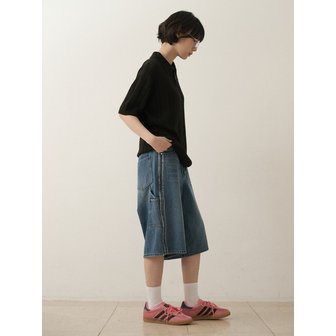 컨셉타이드 유틸리티 트랙 버뮤다 데님 팬츠_Blue