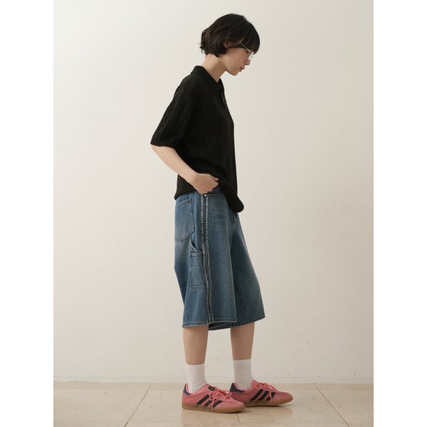 유틸리티 트랙 버뮤다 데님 팬츠_Blue