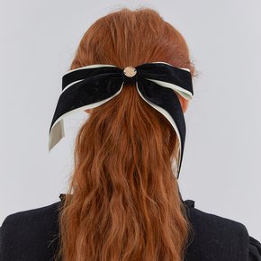 VELVET CLASSIC RIBBON HAIRPIN_BLACK