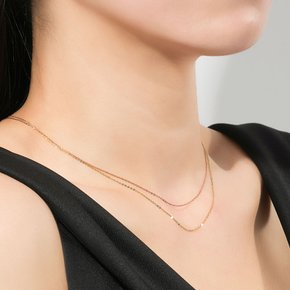 14K 신함마 체인 목걸이 줄 핑크 골드 1mm