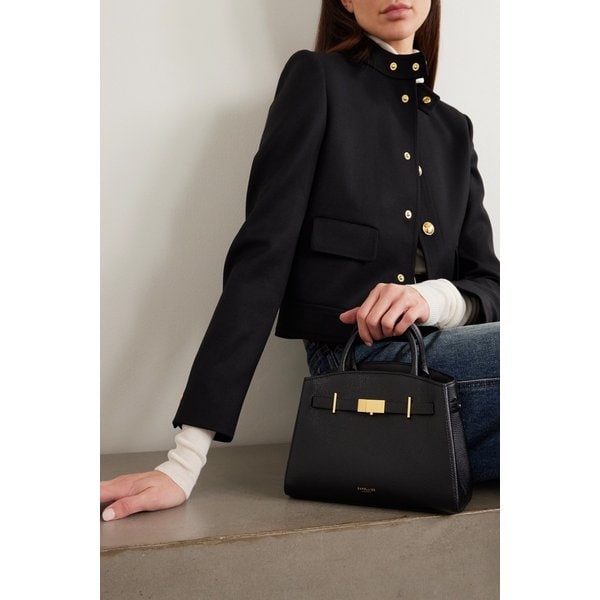 드멜리어 더 허드슨 스몰 텍스처드 가죽 토트 블랙 46376663162972697