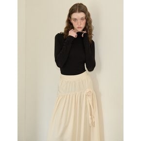 Corsage Point Shirring Skirt_ Ivory