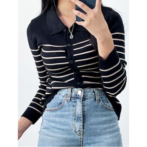 단가라 카라넥 골지 버튼업 니트 가디건  WIBACD046 _P356423397