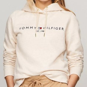 여성 Tommy 로고 후드티 Beige