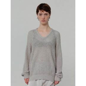 WOOL BLEND SEMI-SHEER LOOSE KNIT TOP