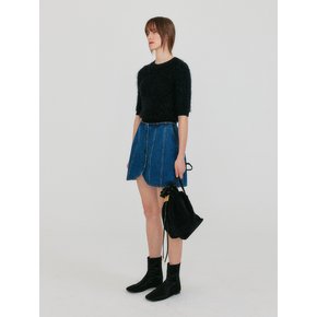 ZENNA Belted Mini Denim Skirt - Blue