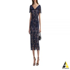 24 NAVY LACE OPEN NECK MIDI DRESS (RS24126MBL-NAVY) (네이비 레이스 오픈 넥