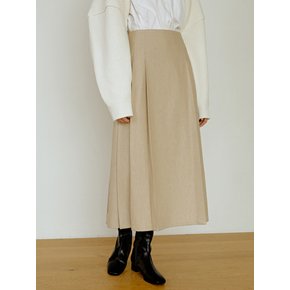 Flat wool pleats skirt (beige)