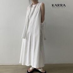 KARRA 린넨터치슬리브리스롱원피스_A3F0975