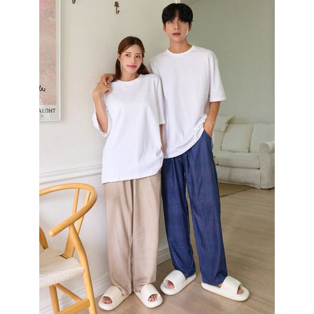 글램공감 카페인 바지 남녀공용 커플 스트라이프 홈웨어 파자마 4colors