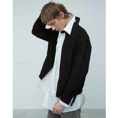 Unisex Italian suede Zip-up collar blouson JK_Black