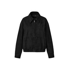 Unisex Italian suede Zip-up collar blouson JK_Black