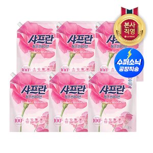 엘지생활건강 샤프란 섬유유연제 핑크 2.1L x 6개