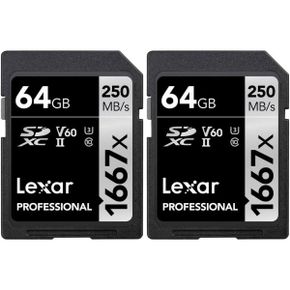 미국 렉사 sd카드 Lexar Professional 64GB 1667x UHSII SDXC Memory Card 2Pack 1539212