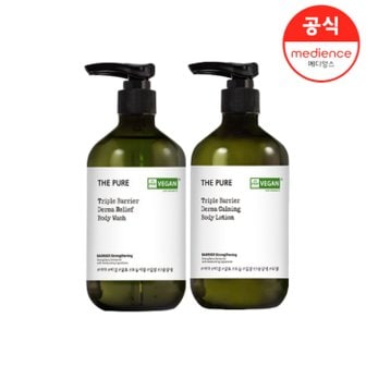 더퓨어 비건 트리플 베리어 더마 카밍 바디로션 500ml 1입 + 워시 500ml 1입 (유아/패밀리케어)