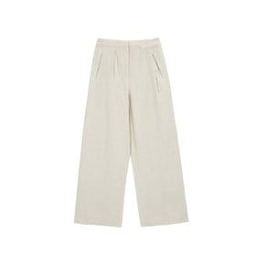 Linen Cross Pintuck Wide Pants - oatmeal