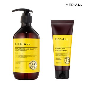 MEDIALL 두피 청정 단백질 모발 손상 케어 트리트먼트 200ml+샴푸 480ml 우디허발향