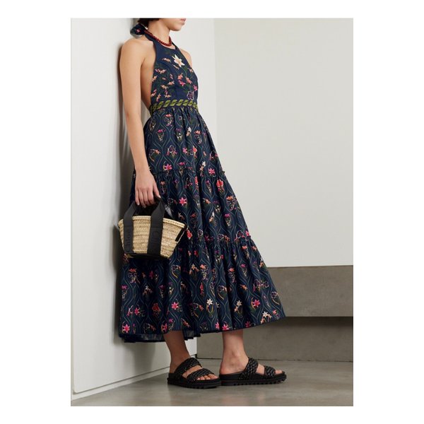 넷 서스테인 콘수엘로 파시피코 자수 플로럴 코튼 홀터넥 드레스 1647597326780195