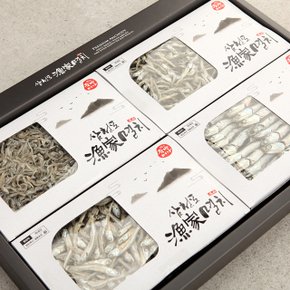 [명절 후 배송]삼천포 어가멸치 4종 선물세트 /세멸200g+자멸180g+소멸180g+대멸200g