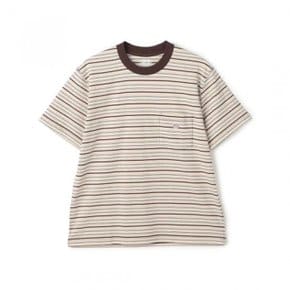 숏 슬리브 포켓 티셔츠 스트라이프 DTC0197 TCB BEIGE X BROWN MULTI