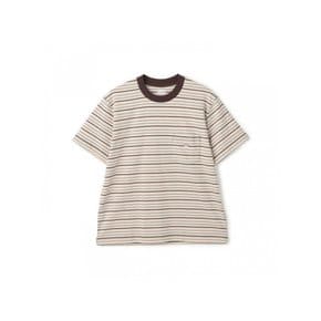 숏 슬리브 포켓 티셔츠 스트라이프 DTC0197 TCB BEIGE X BROWN MULTI