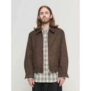 SUEDE ZIP-UP BLOUSON JACKET (BROWN)