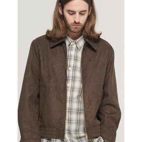 SUEDE ZIP-UP BLOUSON JACKET (BROWN)