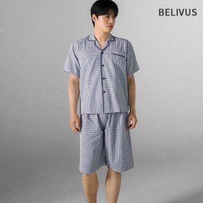 남자 잔체크 반팔 반바지 파자마 세트 BMJT001