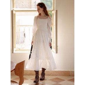 Cest_Pure white square neck dress