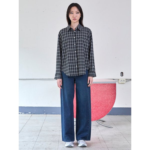 Check Semi Overfit Shirts  Black (KE5860M035)