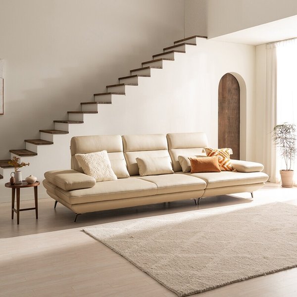 플랫 4인 콤팩트 스윙 전체 천연가죽 소파