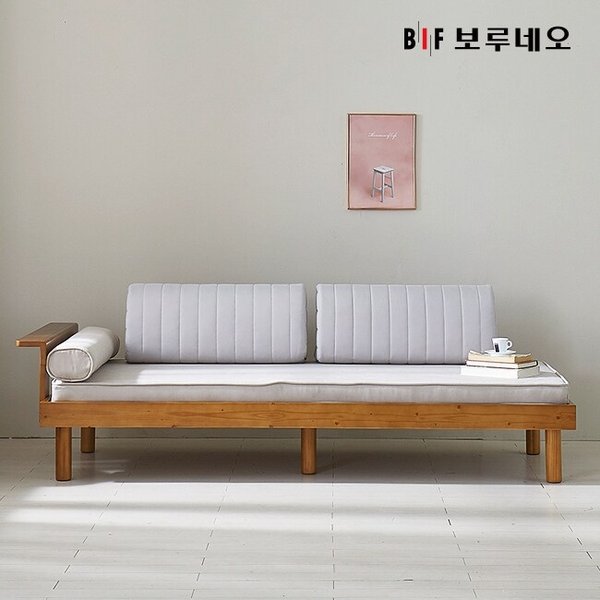 앳홈 젠느 원목 데이베드 소파베드 (프레임+매트+원형쿠션+등쿠션2개) -착불