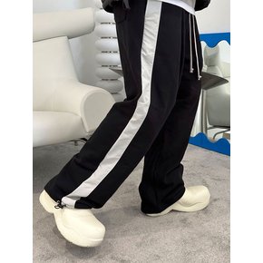 SIDE LINE WIDE BALLOON SWEAT PANTS (BLACK&CREAM)