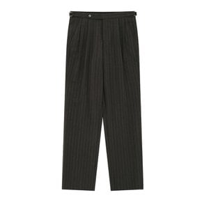 Wool stripe 2Pleats relaxed Pants (Brown)