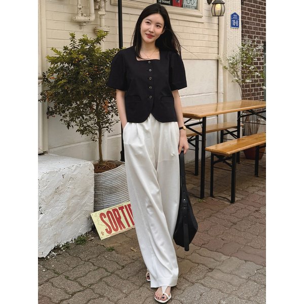 Satin banding pants - Ivory