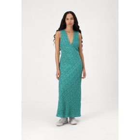 5104522 Abercrombie  Fitch V-NECK CRINKLE COLUMN MAXI - Maxi dress green