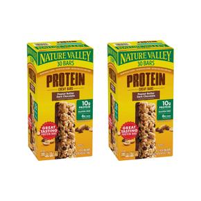 [해외직구] 네이처밸리 피넛 버터 다크 초콜렛 프로틴 추이바 30입 2팩 Nature Valley Peanut Butter Dark Chocolate Protein Chewy Bars (30