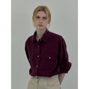 Refined Wash Cotton Cuting Shirts(burgundy)