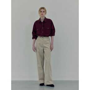 Refined Wash Cotton Cuting Shirts(burgundy)