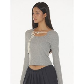 SAGE SHIRRING STRAP T - GREY