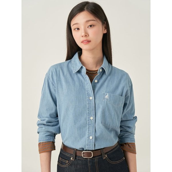 데님 오버핏 셔츠  스카이 블루 (BF5764C03Q)