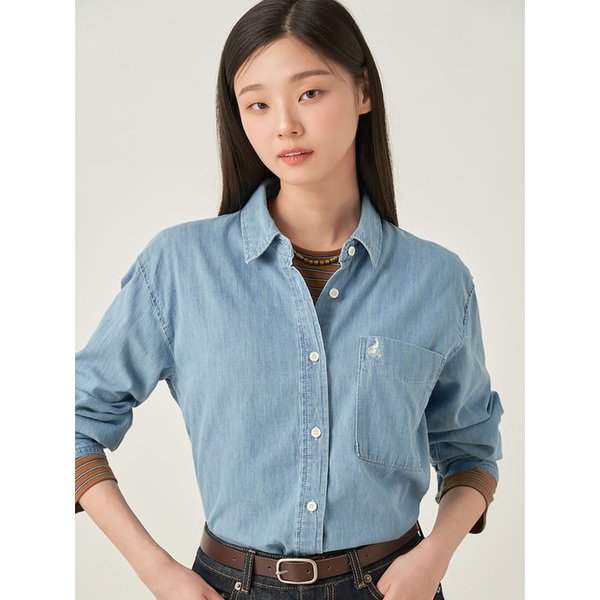 데님 오버핏 셔츠  스카이 블루 (BF5764C03Q)