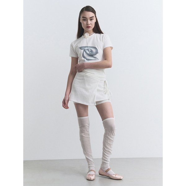 [리퍼브] RIBBED STRAP WRAP SKIRT, WHITE