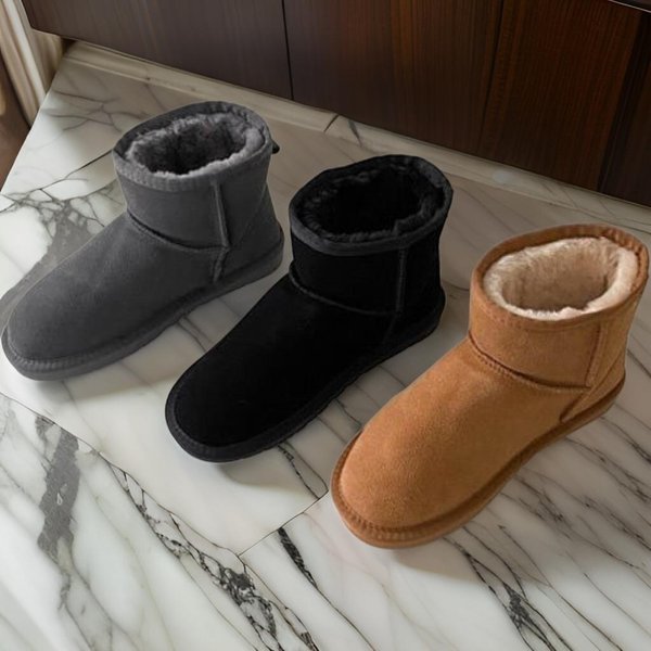 [옷자락] 여자 포근 안감 베이직 심플 퍼 앵클부츠