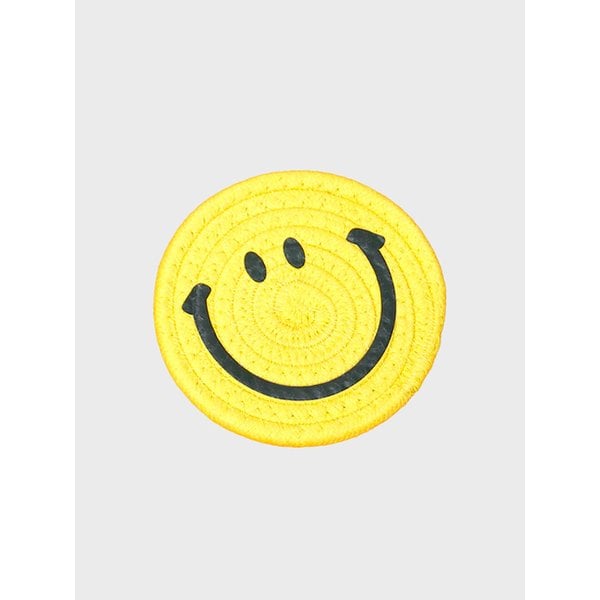 원형 옐로우 스마일 티코스터 플레이트 컵받침 ver2.0