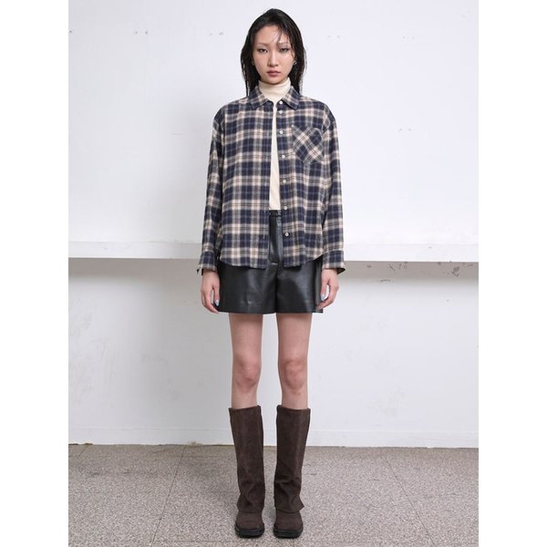 Brushed Check Semi Overfit Shirts  Navy (KE5960M01R)